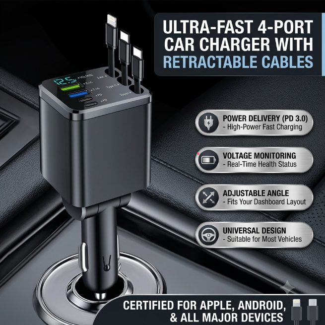 Super Fast Retractable Car Charger