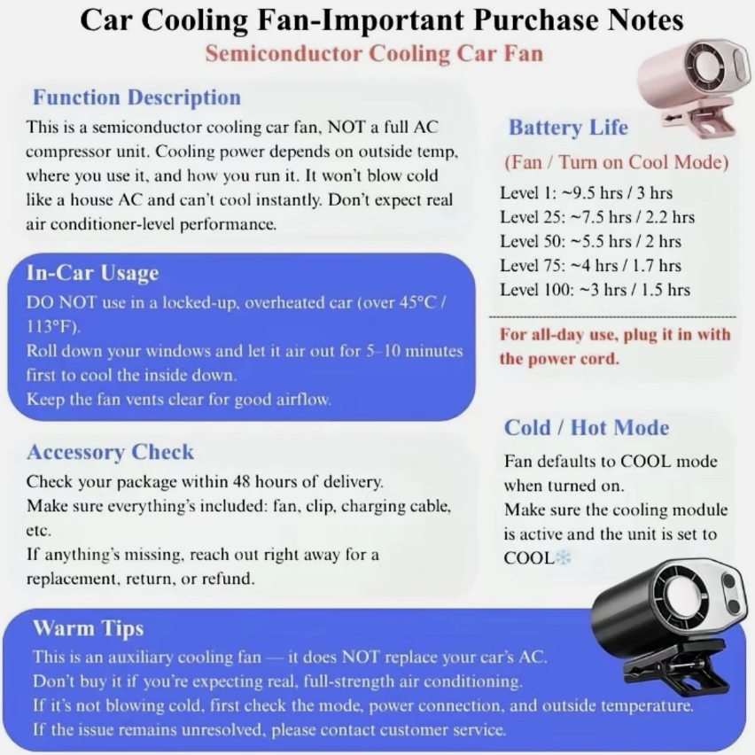 Adjustable Speeds 360° Rotation Portable Clip-on Car Fan