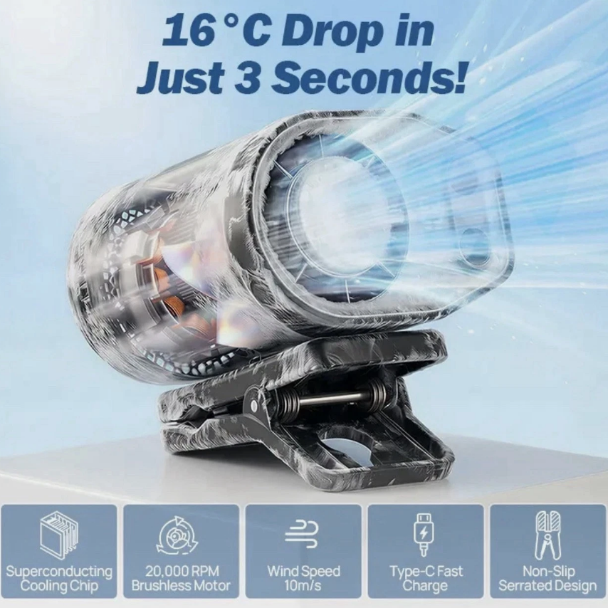 Adjustable Speeds 360° Rotation Portable Clip-on Car Fan