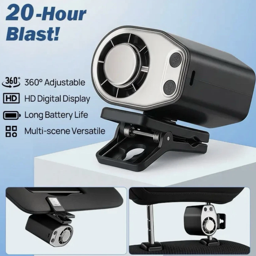 Adjustable Speeds 360° Rotation Portable Clip-on Car Fan