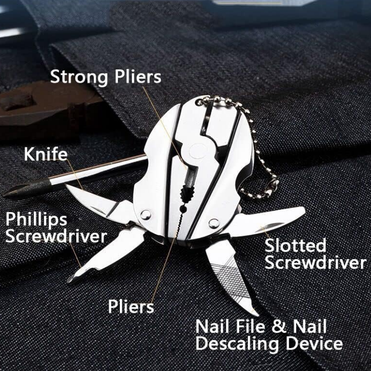 7-in-1 Micro Pocket Stainless Steel Foldable Multitool with Screwdrivers