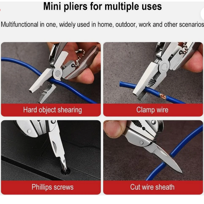 7-in-1 Micro Pocket Stainless Steel Foldable Multitool with Screwdrivers