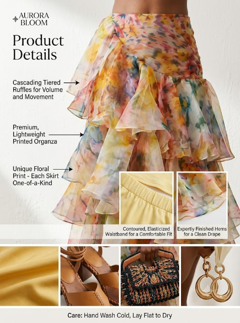 Fanned Foral Maxi Skirt