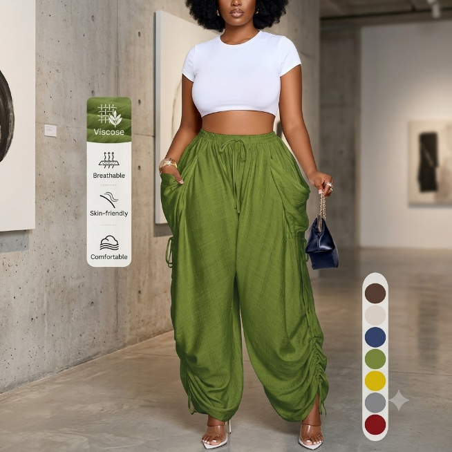 Loose-fitting Drawstring Wide-leg Pants