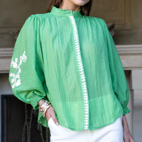 Summer Embroidered Linen Shirt