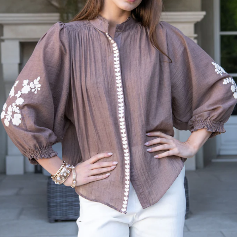 Summer Embroidered Linen Shirt
