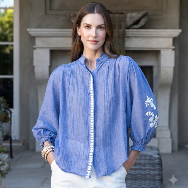 Summer Embroidered Linen Shirt