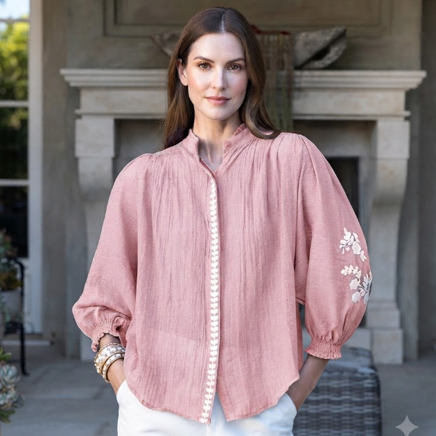 Summer Embroidered Linen Shirt