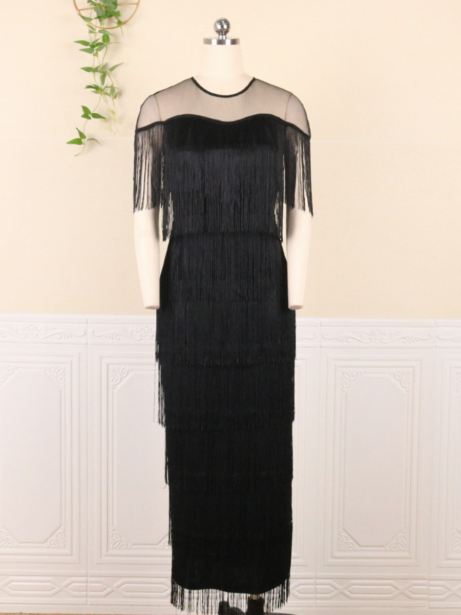 Split Fringe Occasion Dress