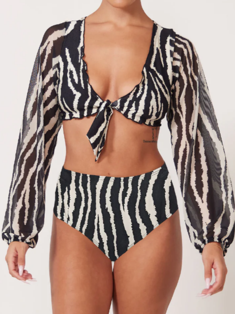 Zebra Print 3pc Swimsuit