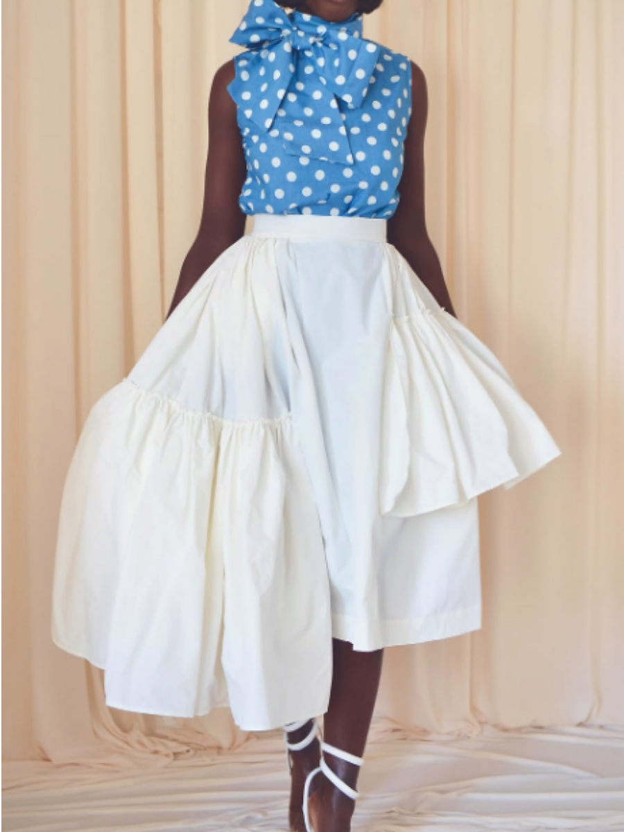 Fancy Polka Dot Tied Blouse
