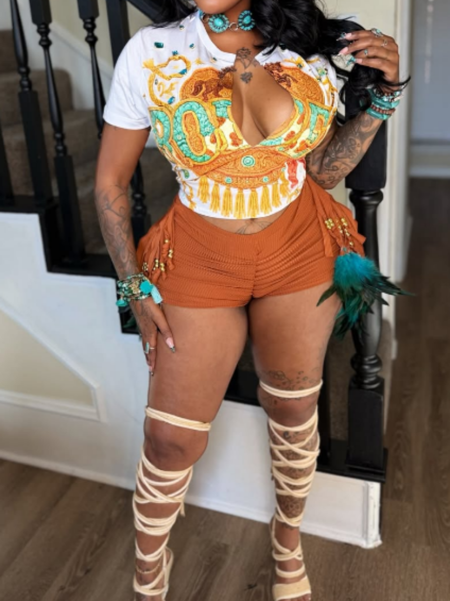 Cowgirl Tassel Shorts Festival Outfit Set