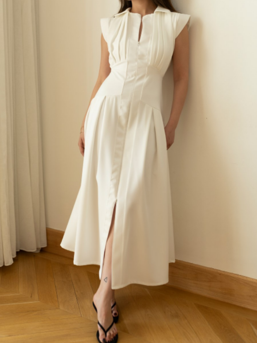 Elegant Pleated Slim Fit Dress