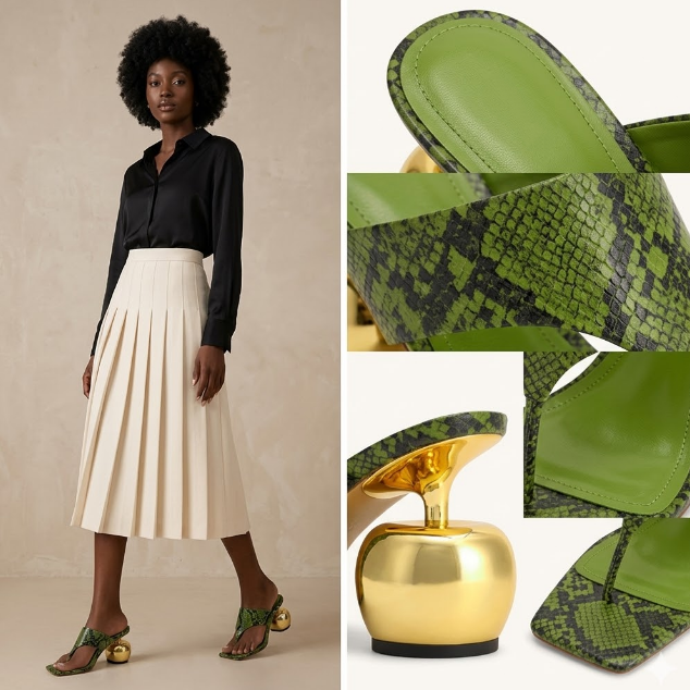 Snake Print Green Sandals
