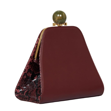 Statement Ball-Clasp Snake-Print Crossbody Bag