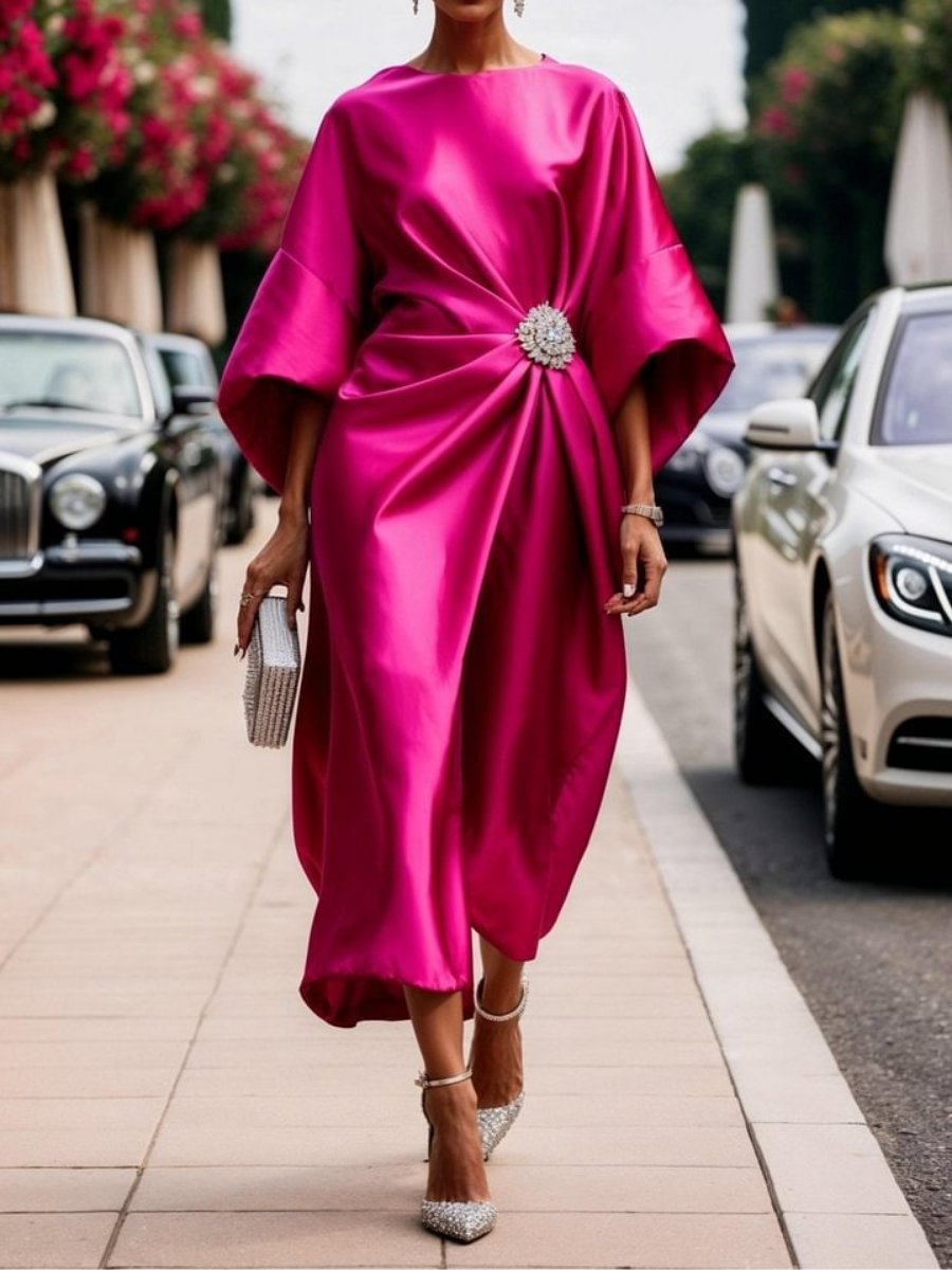 Satin Elegant Midi Dress