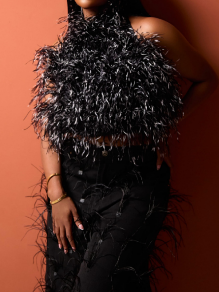 Halter Neck Feather Top