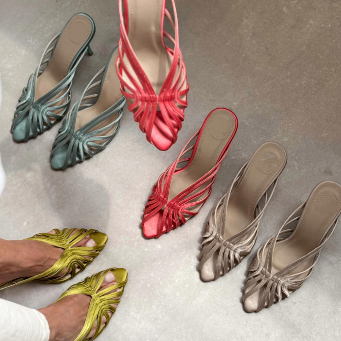 Satin Open-toe Detail Summer Shell Sandals
