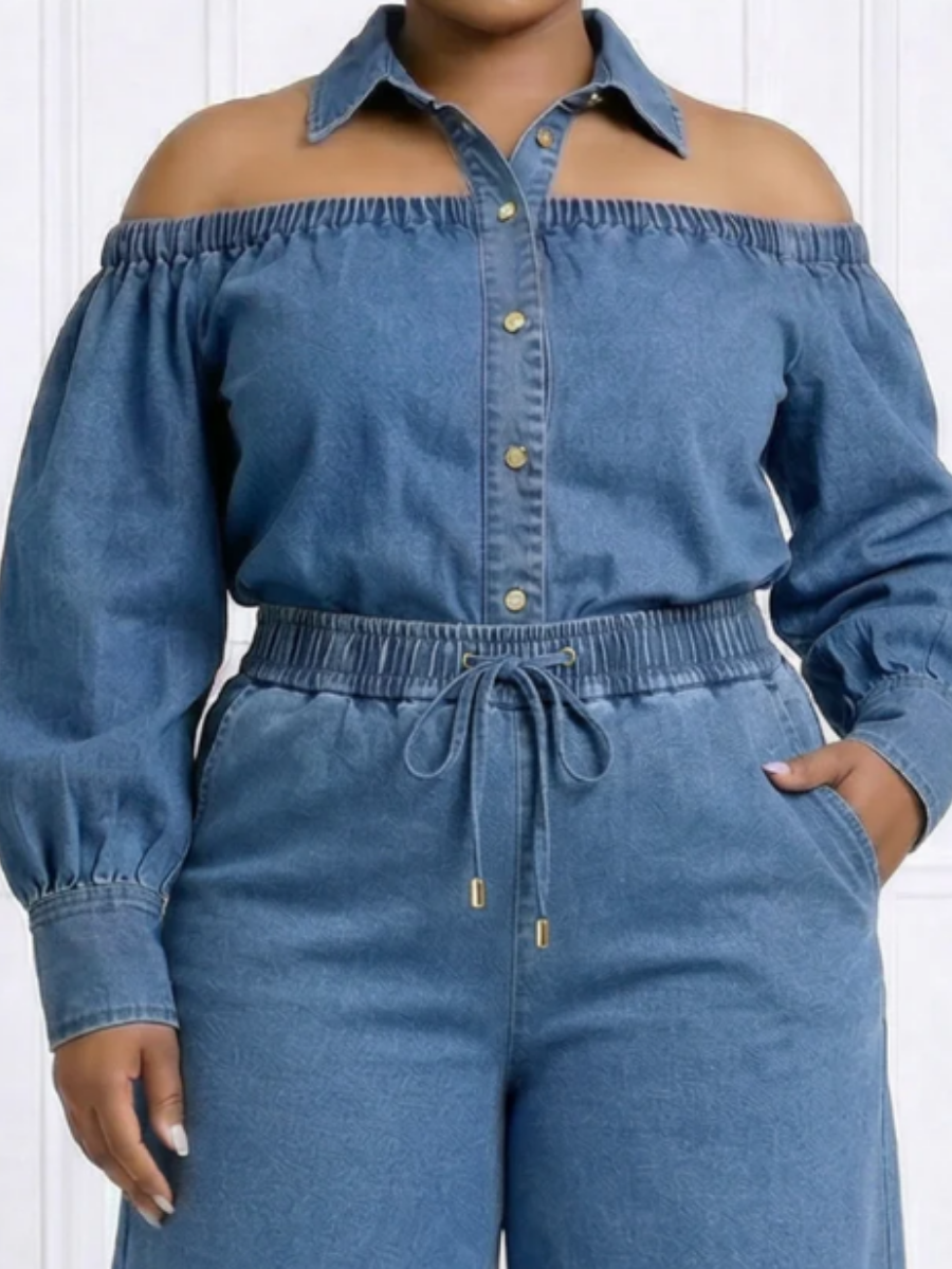 Chic Off-shoulder Denim Blouse