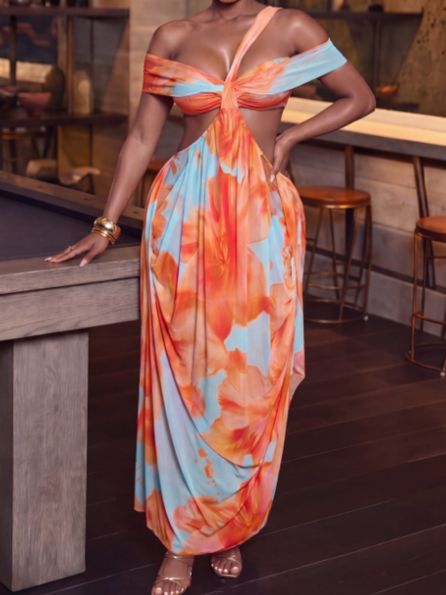 Floral Mesh Maxi Dress