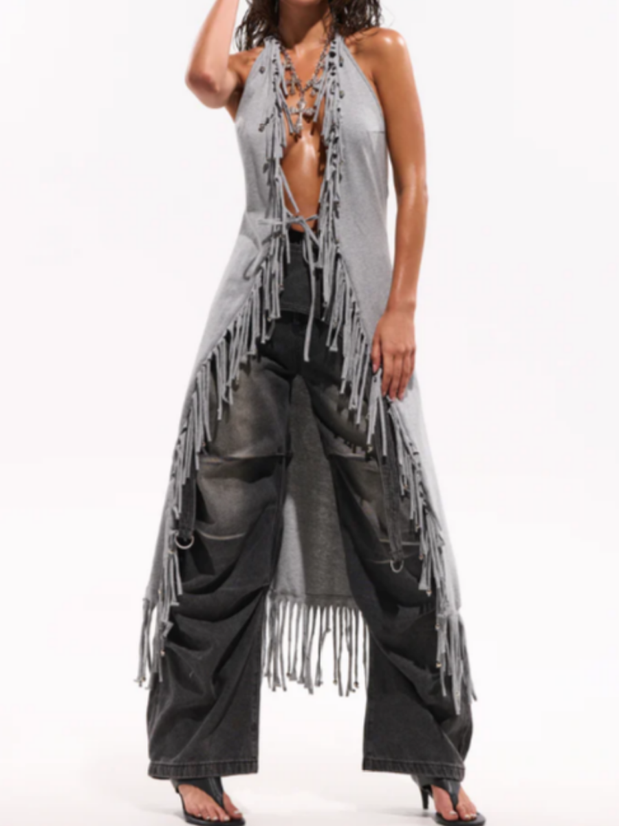 Chill Fringe Backless Blouse