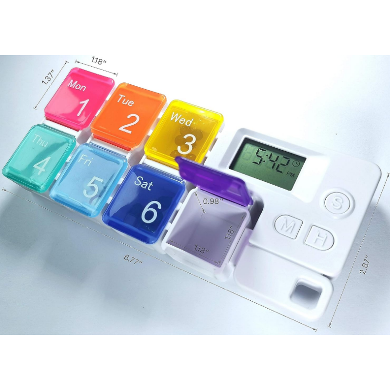 Weekly Pill Box with AM/PM Automatic Alarm Reminder