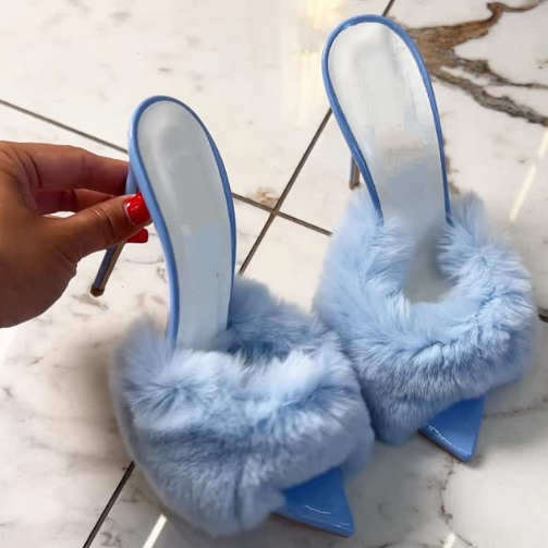 Faux Fur Strap Mules