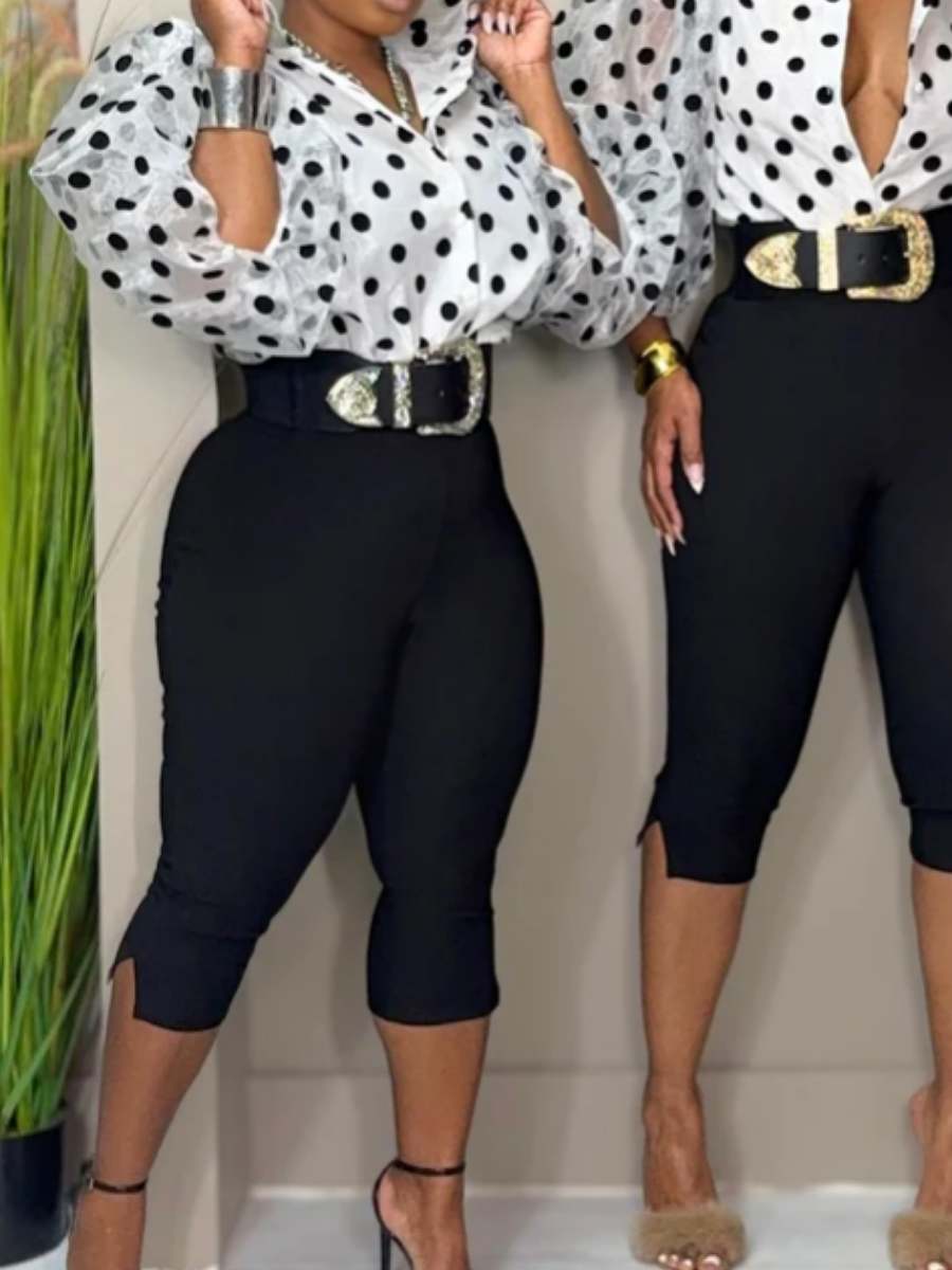 Black White Polka Dot Organza Blouse