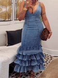 Ruffle Denim Dress