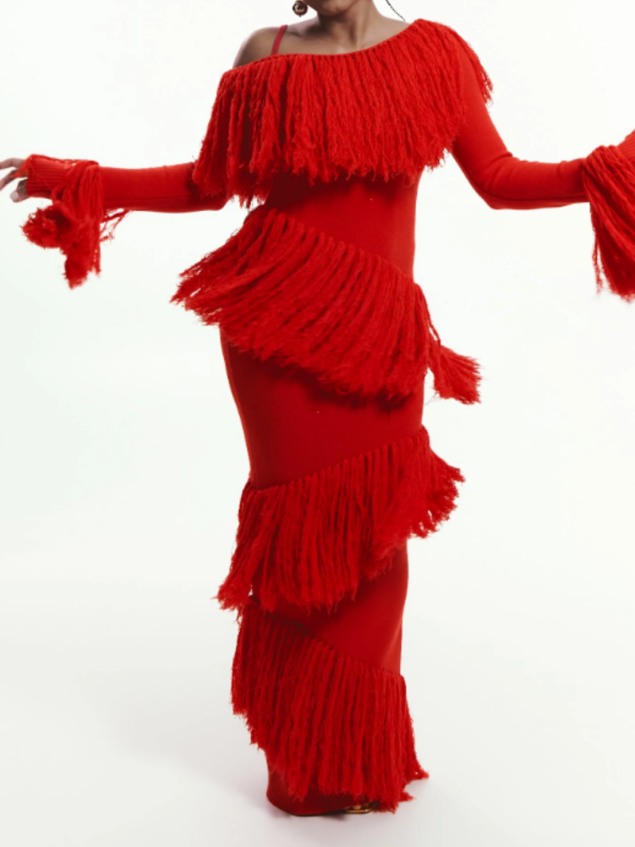 Fancy Red Tassel Dress