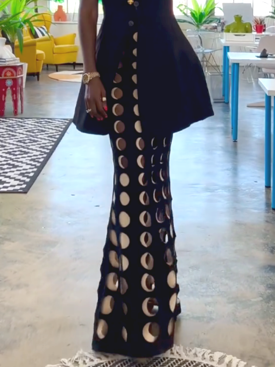 Layered Flared Maxi Skirt