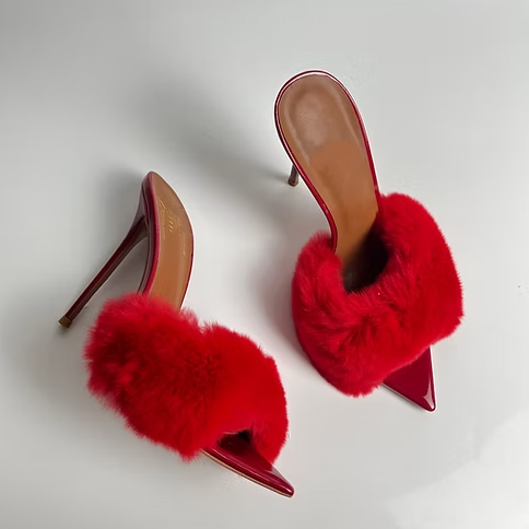 Faux Fur Strap Mules