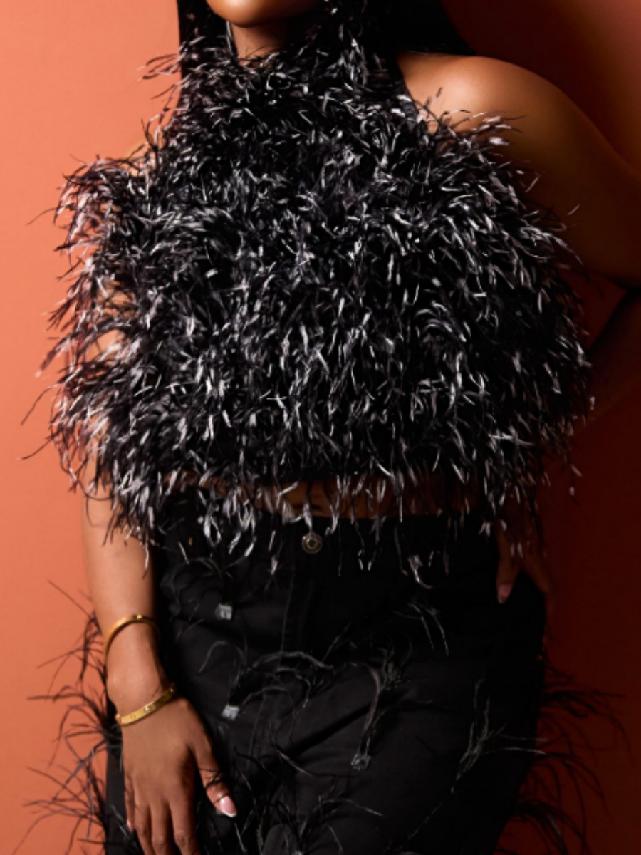Halter Neck Feather Top