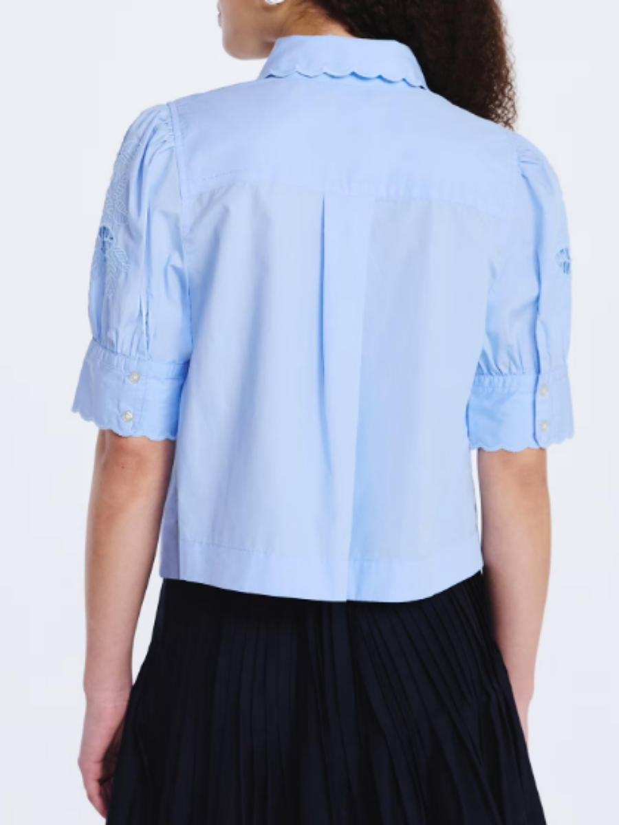 Embroidered Button-front Short-sleeve Shirt