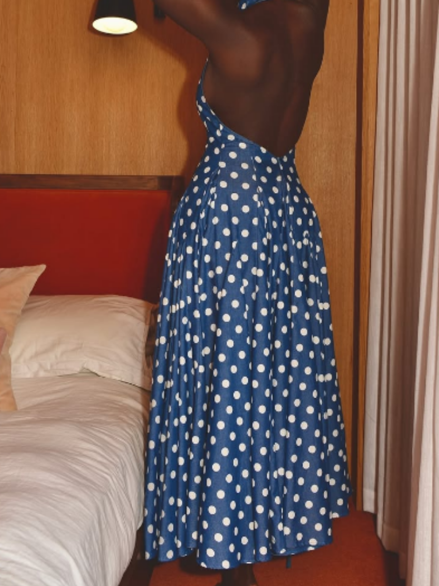 Polka Dot Denim Dress