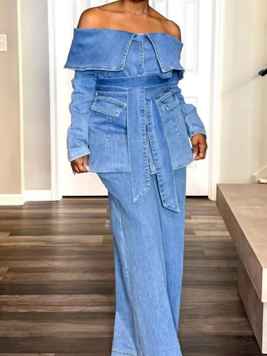 Chic Off-shoulder Denim Blouse