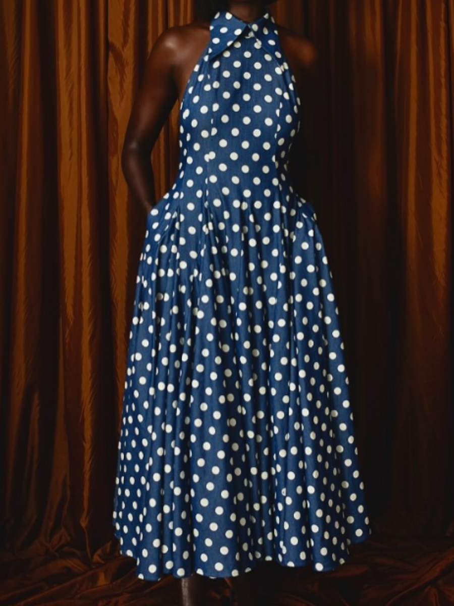 Polka Dot Denim Dress