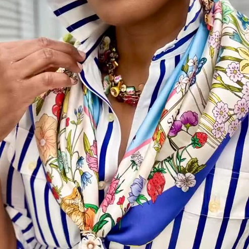 Statement Garden Silk Scarf