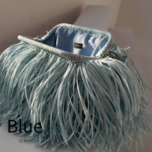 Casual Raffia Fringe Bag