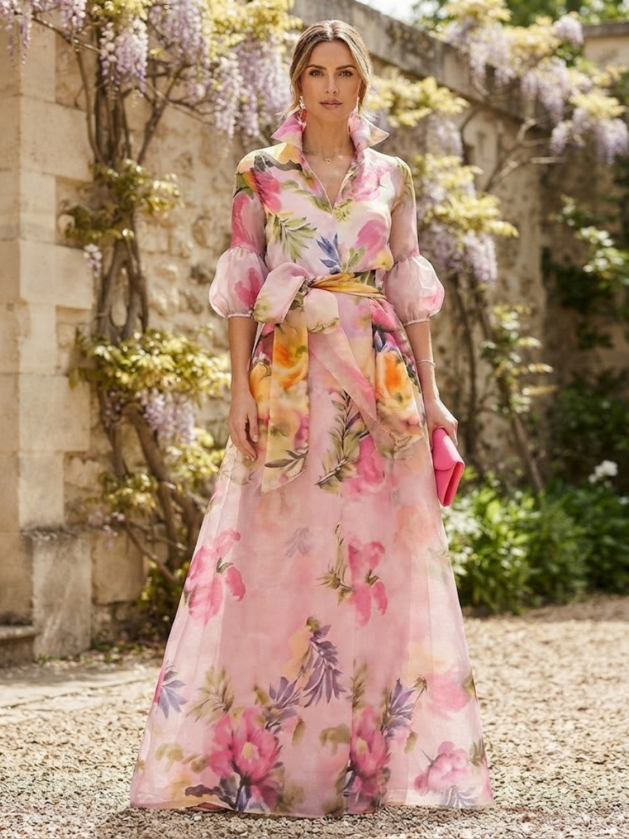 Demure Floral Occasion Maxi Dress