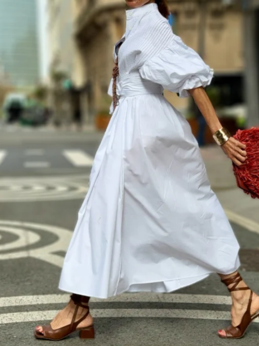Bohemian Lantern Sleeve Midi Dress
