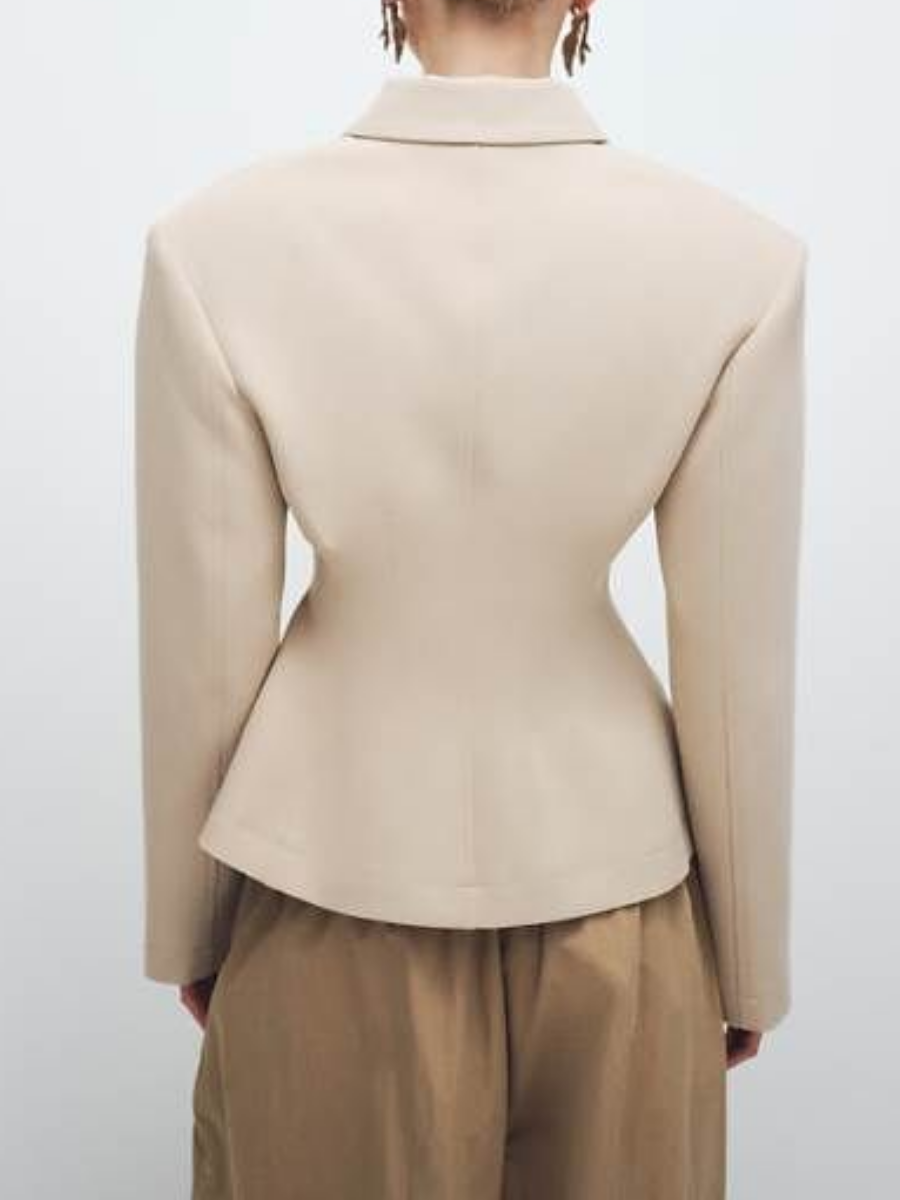Waist-cinching Zippered Lapel Jacket