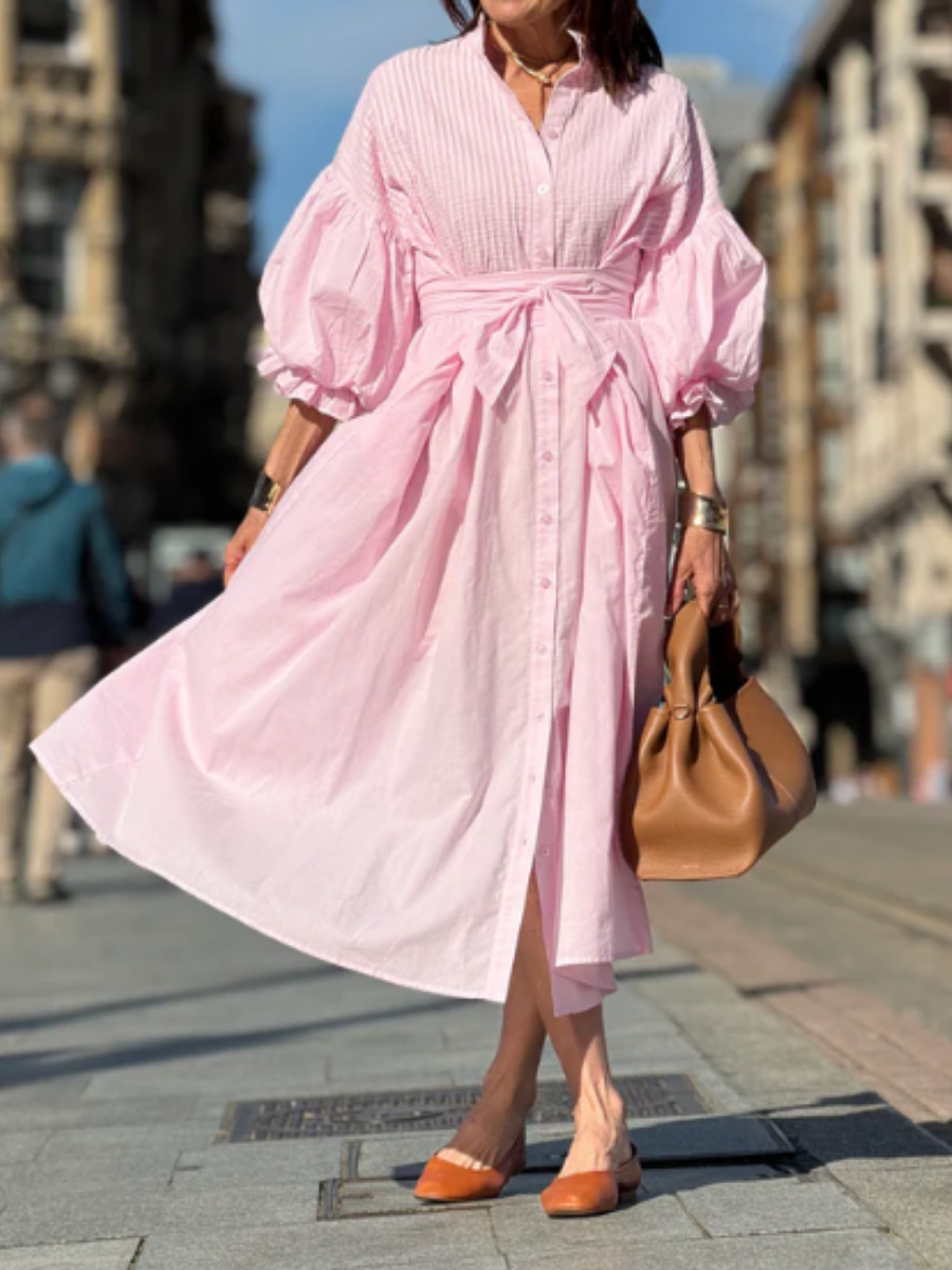 Bohemian Lantern Sleeve Midi Dress