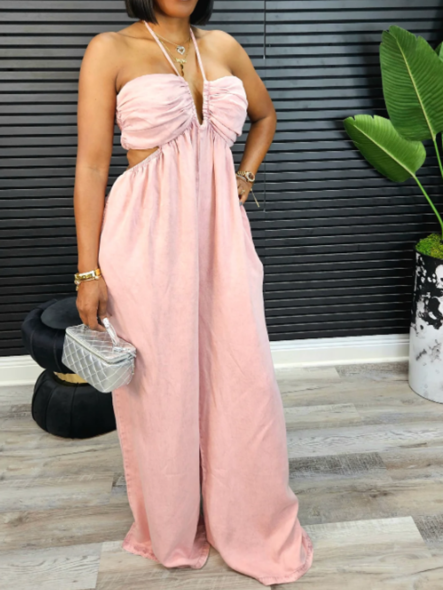 Chic V-Wire Halter Jumpsuit