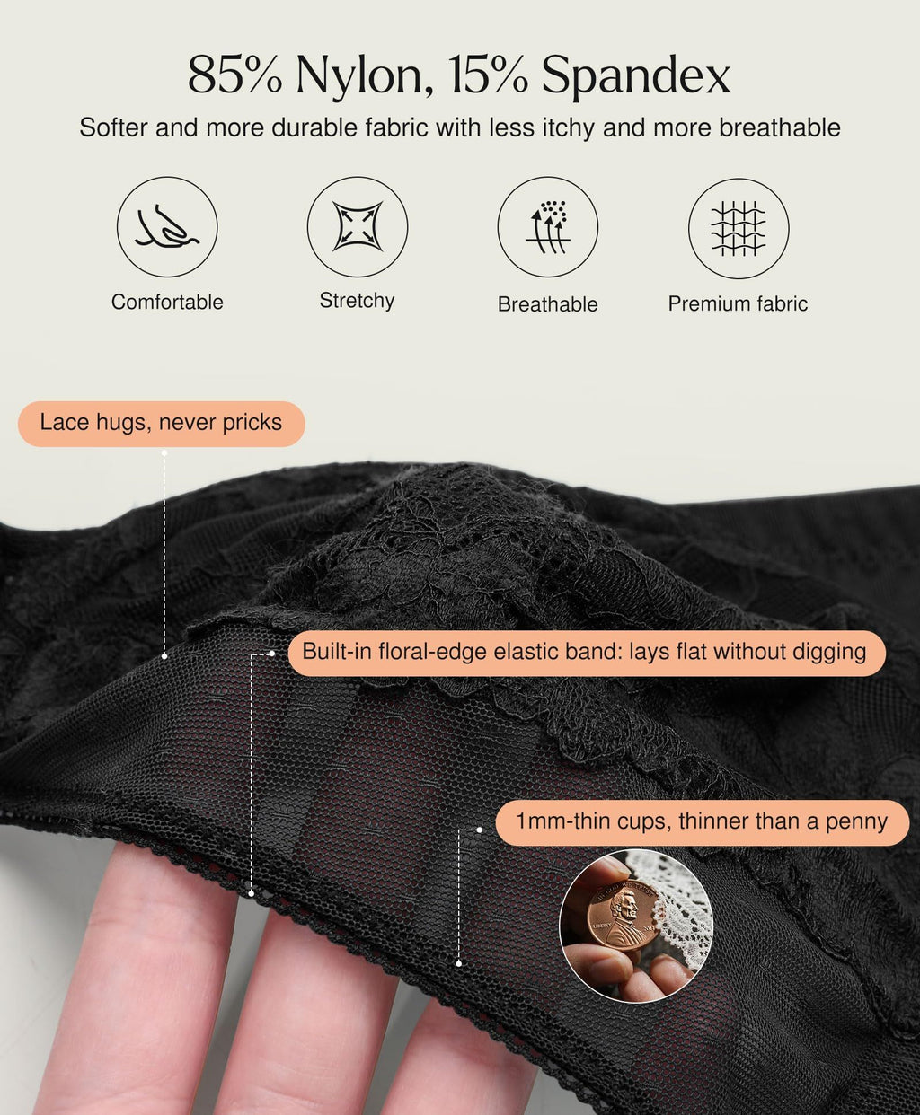 Breezy Lace Underwire Support Gathered Bra In Stock